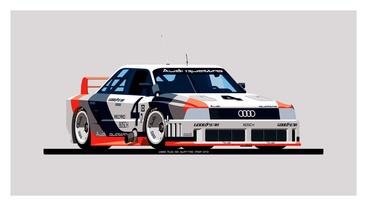 1989 Audi 90 Quattro IMSA GTO, archival, limited-edition, signed & numbered, fine-art print