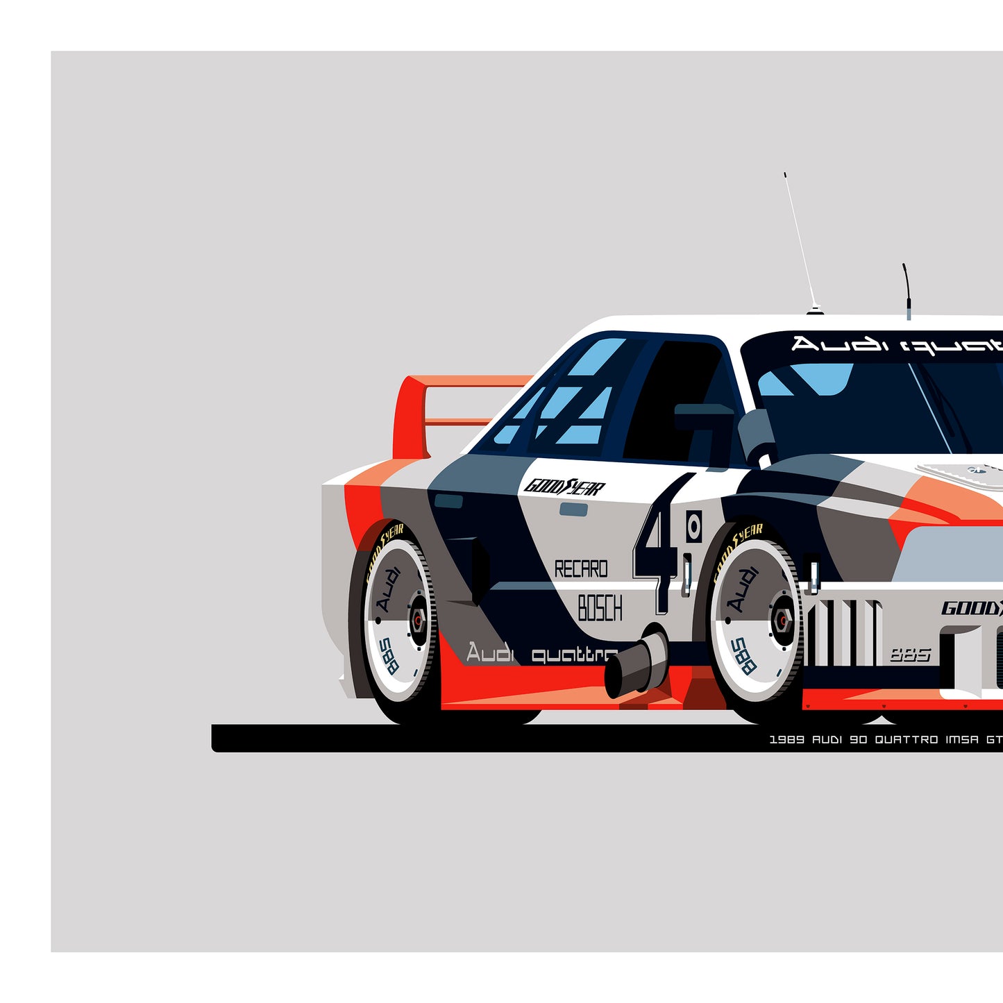 1989 Audi 90 Quattro IMSA GTO, archival, limited-edition, signed & numbered, fine-art print