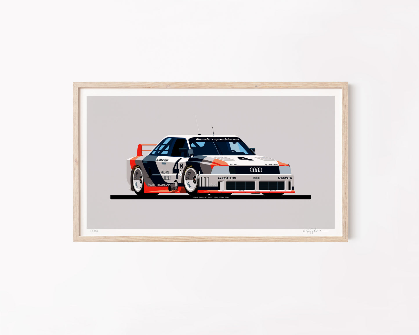 1989 Audi 90 Quattro IMSA GTO, archival, limited-edition, signed & numbered, fine-art print