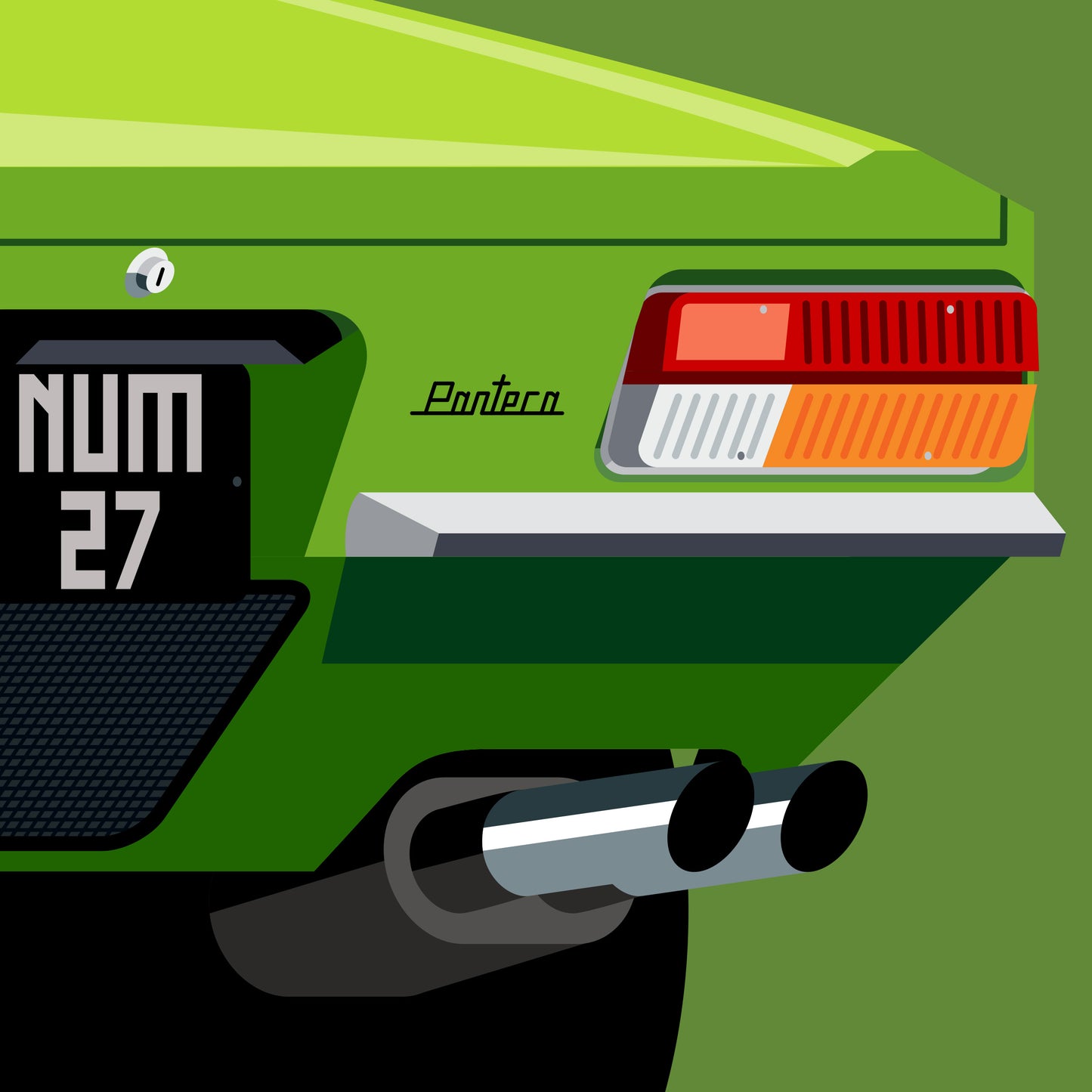 1973 De Tomaso Pantera, Number 27, archival, limited-edition, signed & numbered, fine-art print