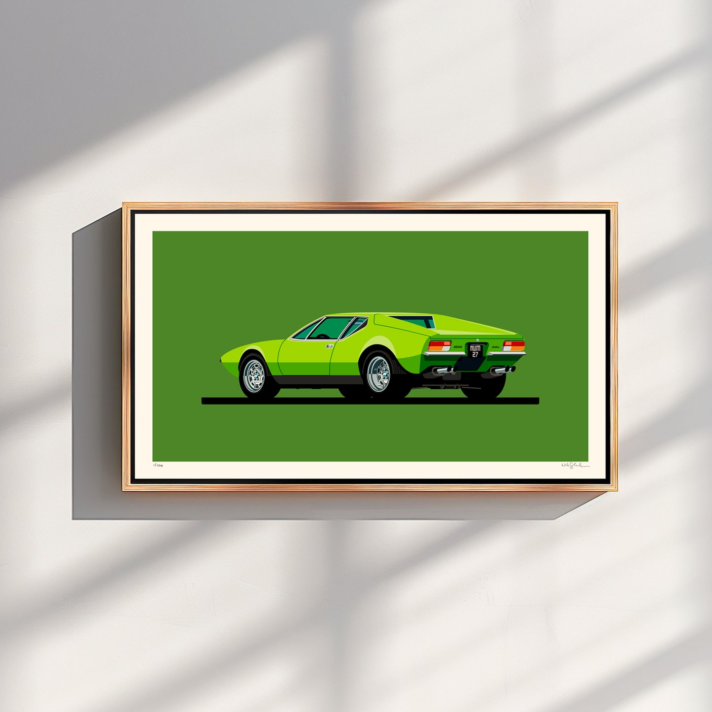 1973 De Tomaso Pantera, Number 27, limited-edition, signed & numbered print
