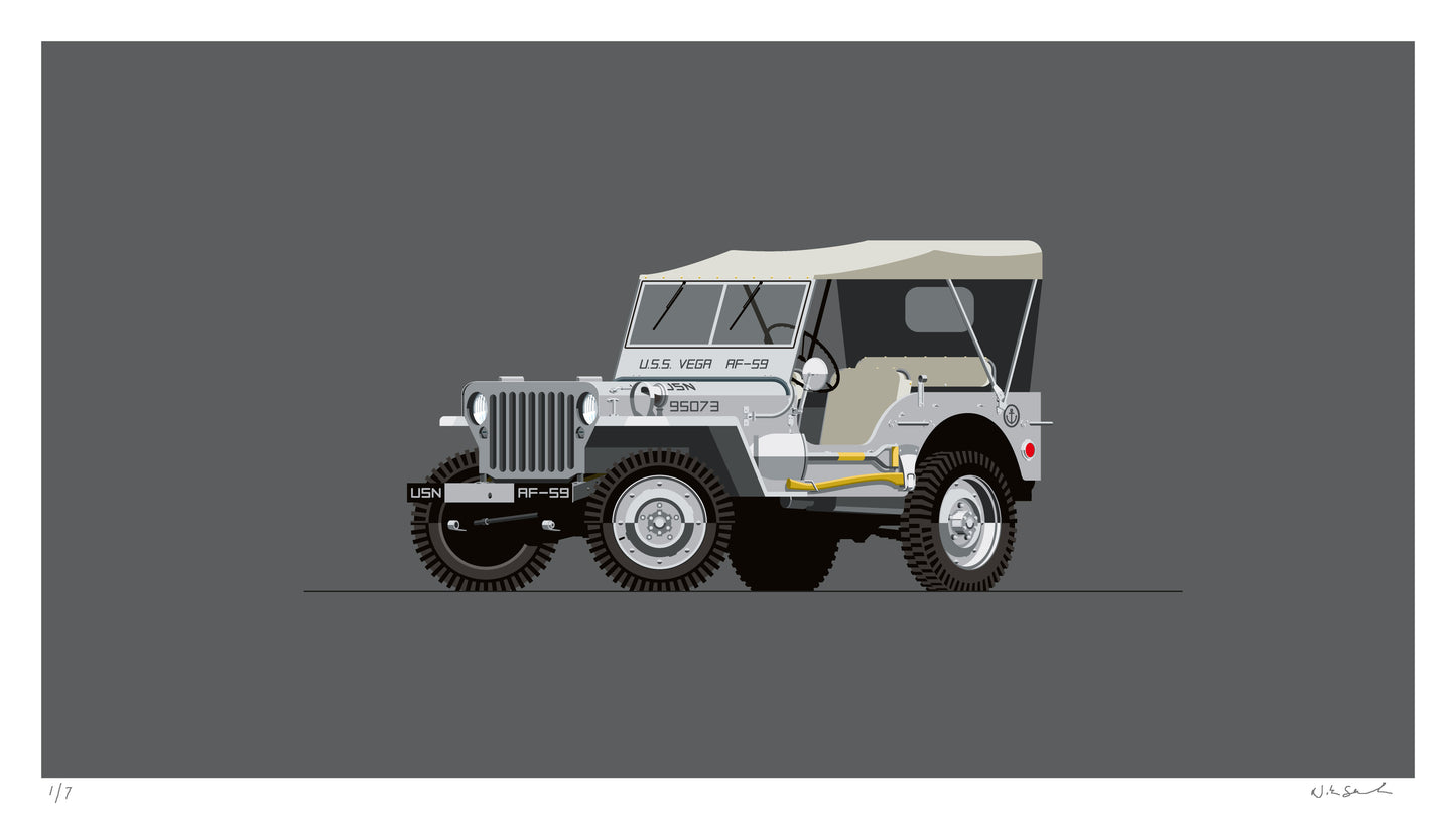 1942 Willys Jeep, limited-edition, signed & numbered print